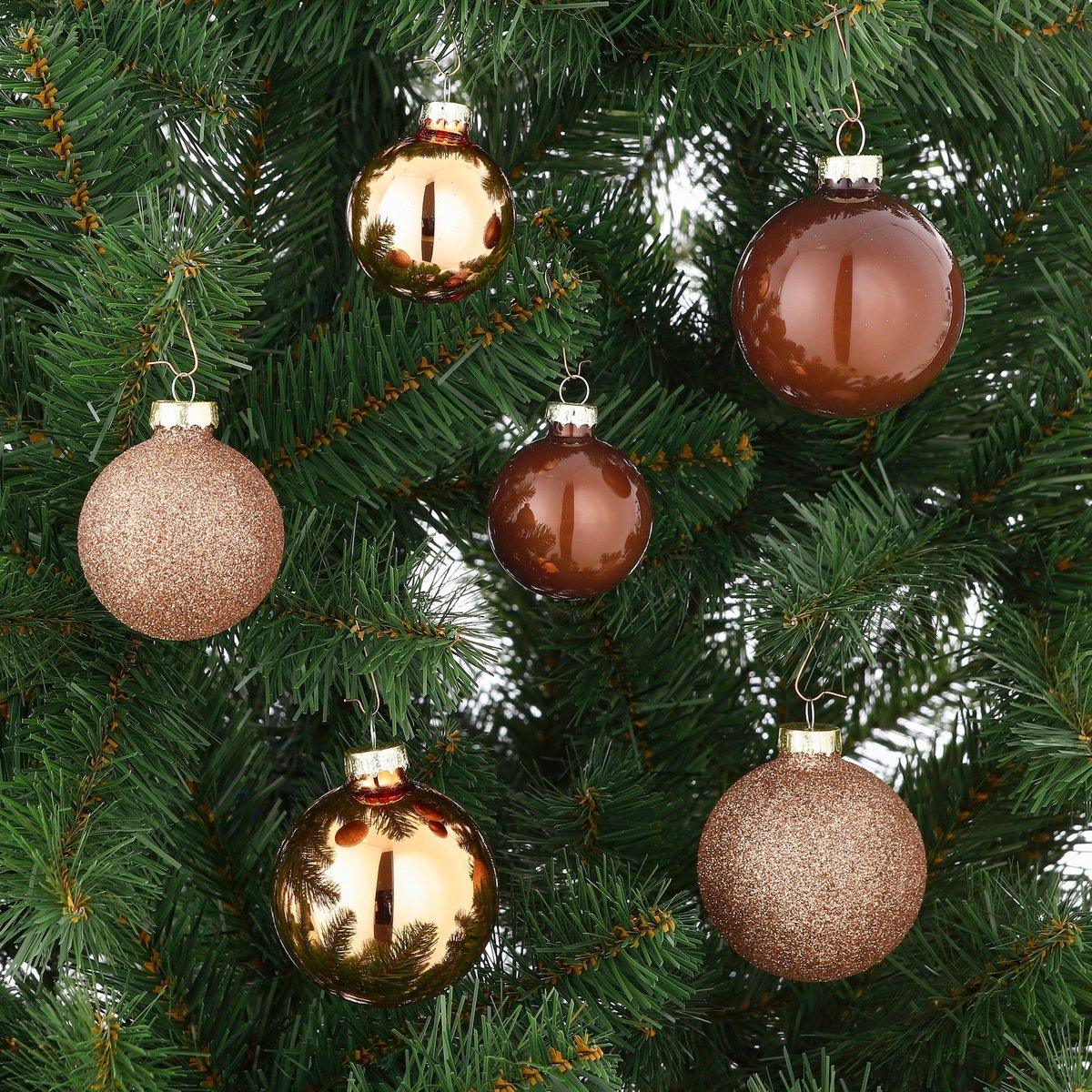 Weihnachtskugel-Set – 26 Stück – Ø7 cm – Glas – Braun