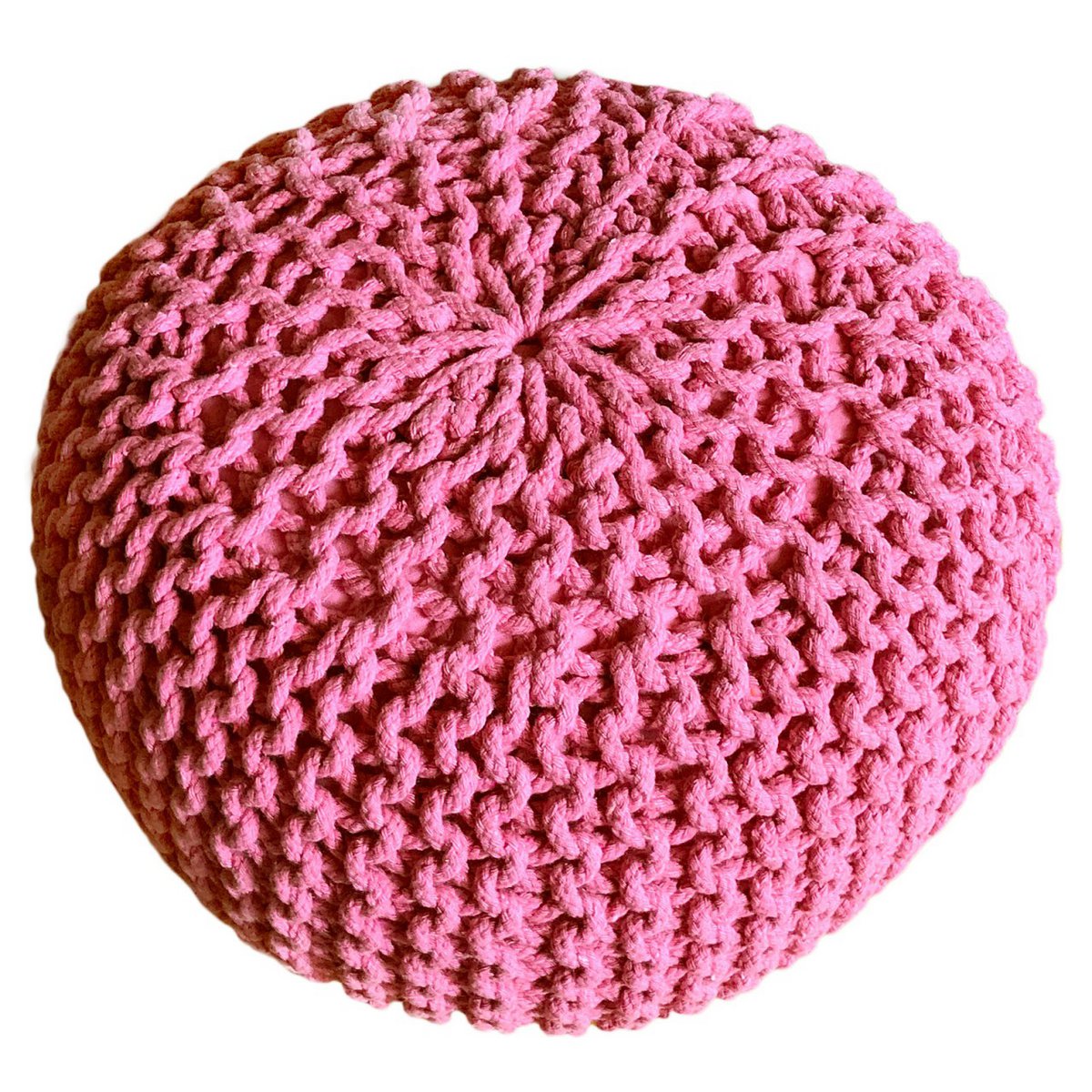 Pouf Ø 55 cm Strickhocker Sitzpouf Sitzpuff Bodenkissen Grobstrick-Optik extrahoch Höhe 37 cm