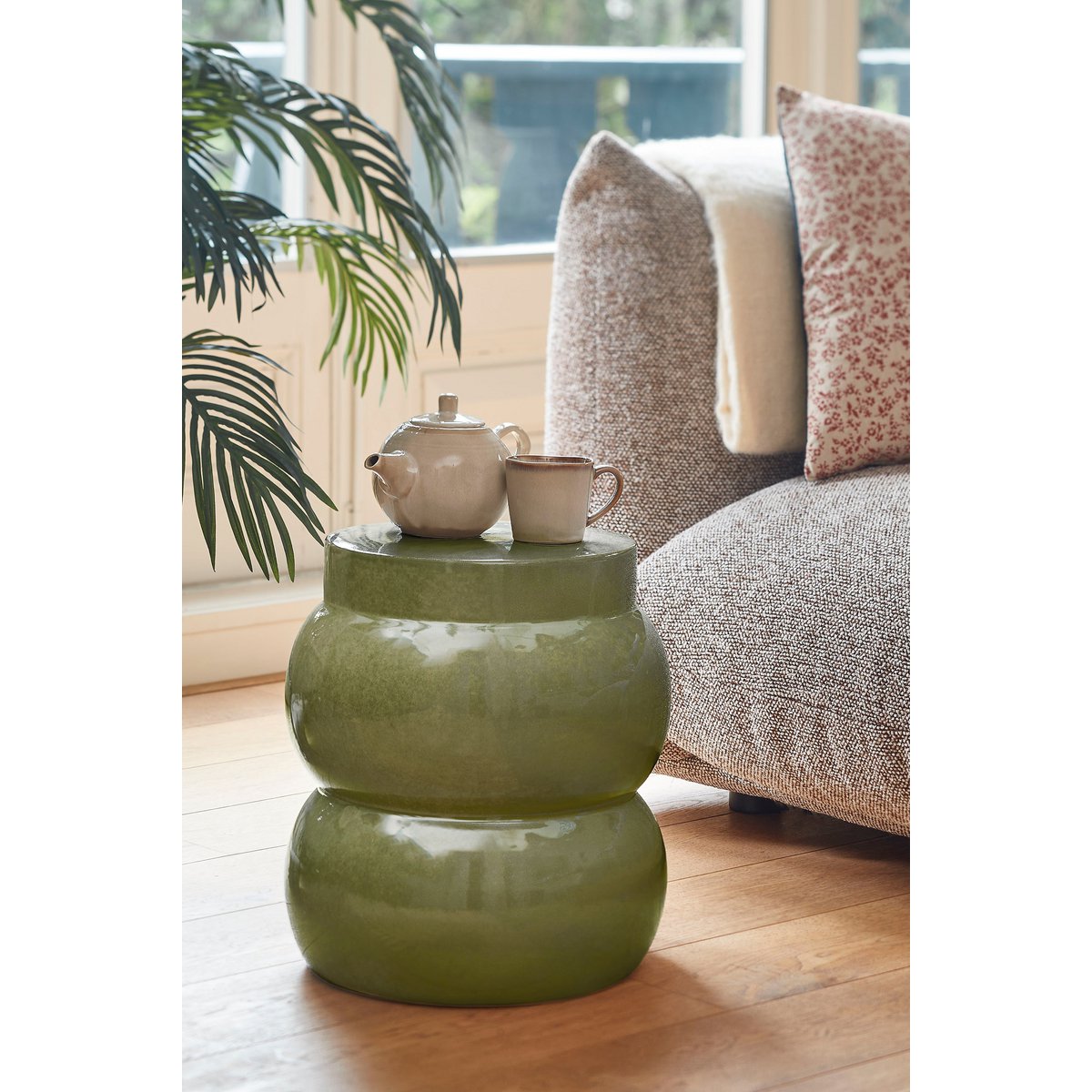Vendi Beistelltisch – H40 x Ø35 cm – Keramik – Dunkelgrün