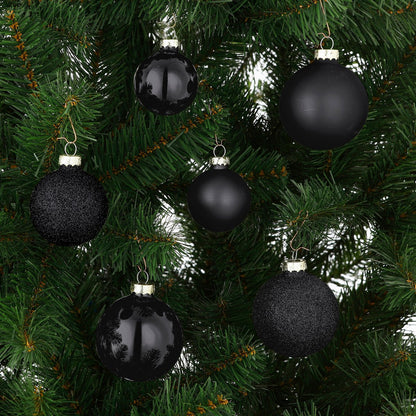 Weihnachtskugel-Set – 42 Stück – Ø7 cm – Glas – Schwarz