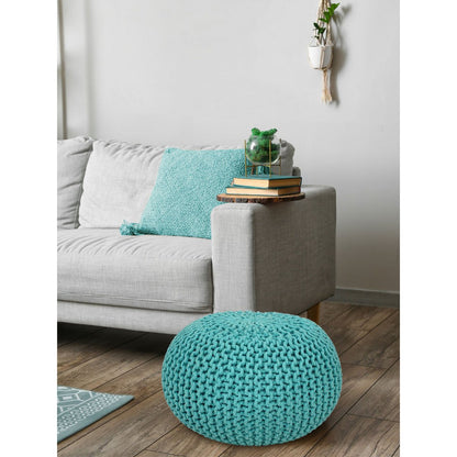 Pouf Ø 55 cm Strickhocker Sitzpouf Sitzpuff Bodenkissen Grobstrick-Optik extrahoch Höhe 37 cm