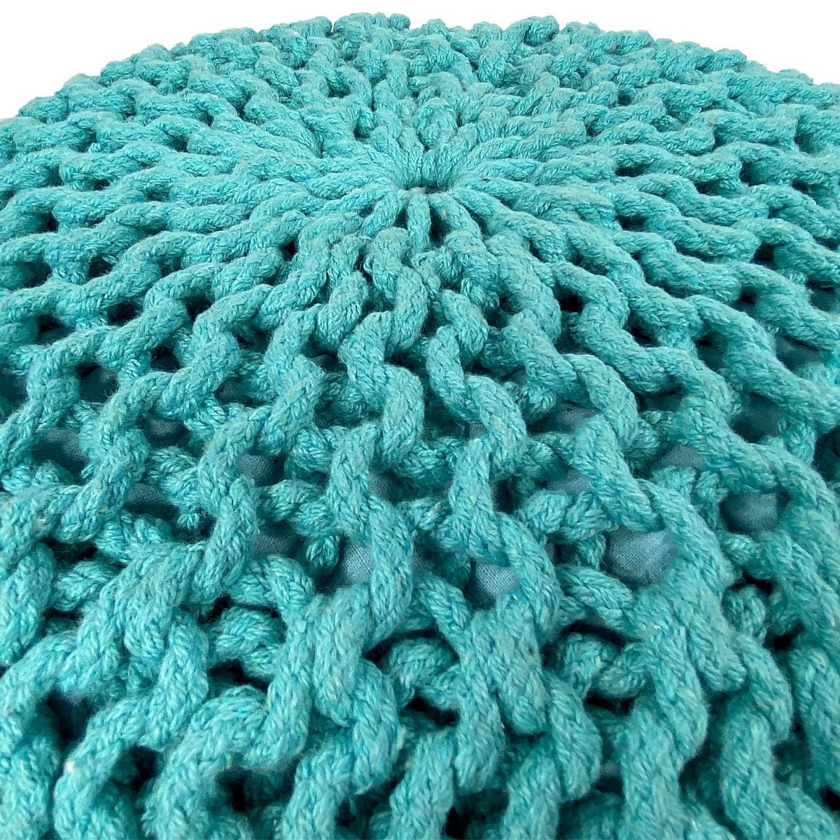 Pouf Ø 55 cm Strickhocker Sitzpouf Sitzpuff Bodenkissen Grobstrick-Optik extrahoch Höhe 37 cm