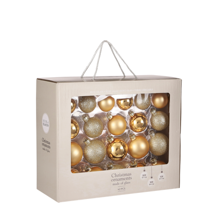 Weihnachtskugel-Set – 42 Stück – Ø7 cm – Glas – Gold