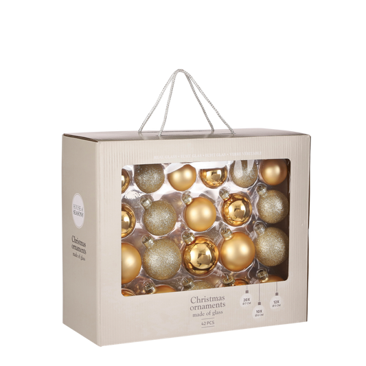 Weihnachtskugel-Set – 42 Stück – Ø7 cm – Glas – Gold