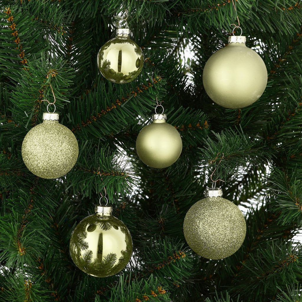 Weihnachtskugel-Set – 26 Stück – Ø7 cm – Glas – Hellgrün