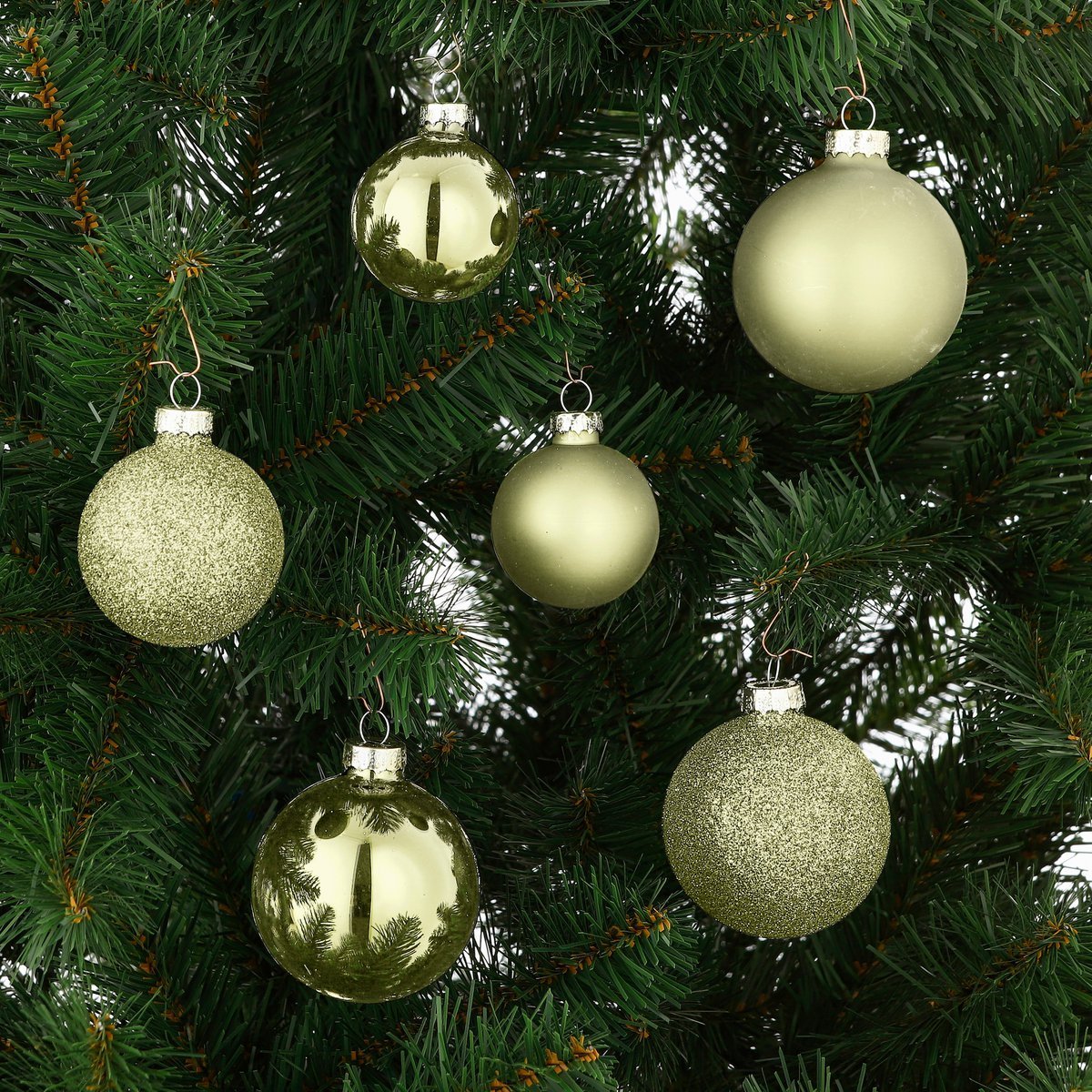 Weihnachtskugel-Set – 26 Stück – Ø7 cm – Glas – Hellgrün