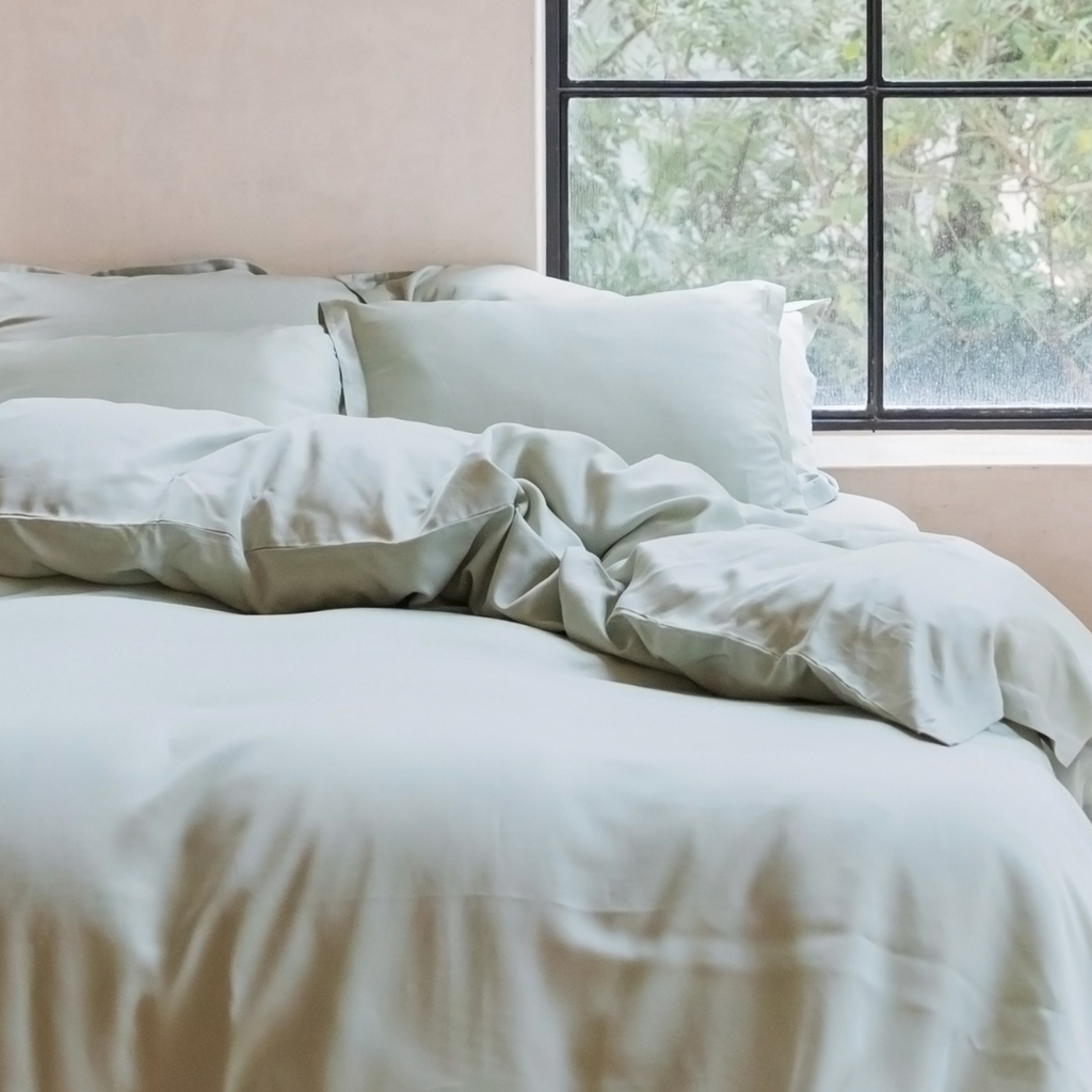 TENCEL™ – Satin-Bettbezug, Graugrün