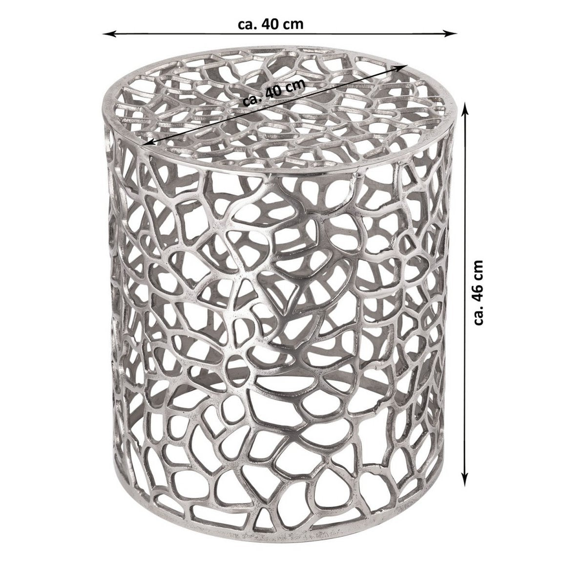 Beistelltisch Metall Dekotisch ø 40 x 45 cm rund Agadir silber o. gold Aluminium Korallen-Design