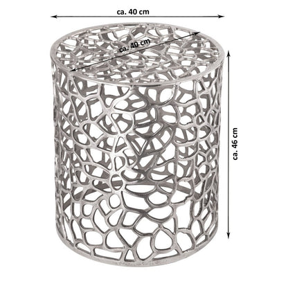 Beistelltisch Metall Dekotisch ø 40 x 45 cm rund Agadir silber o. gold Aluminium Korallen-Design