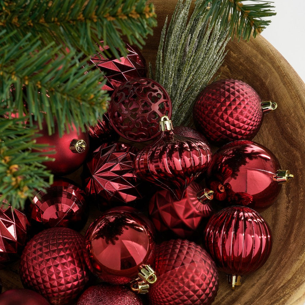 Weihnachtskugel-Set – 60 Stück – Ø7 cm – unzerbrechlich – Dunkelrot