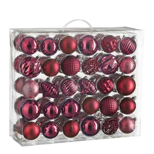 Weihnachtskugel-Set – 60 Stück – Ø7 cm – unzerbrechlich – Fuchsia