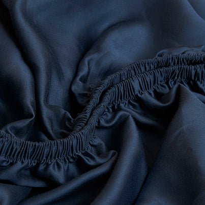 TENCEL™ – Satin-Spannbetttuch Dunkelblau