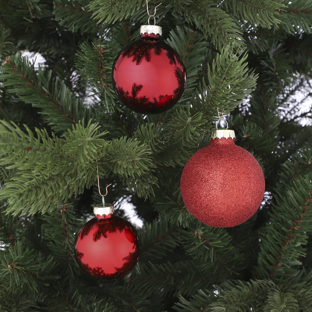 Weihnachtskugel-Set – 42 Stück – Ø7 cm – Glas – Rot