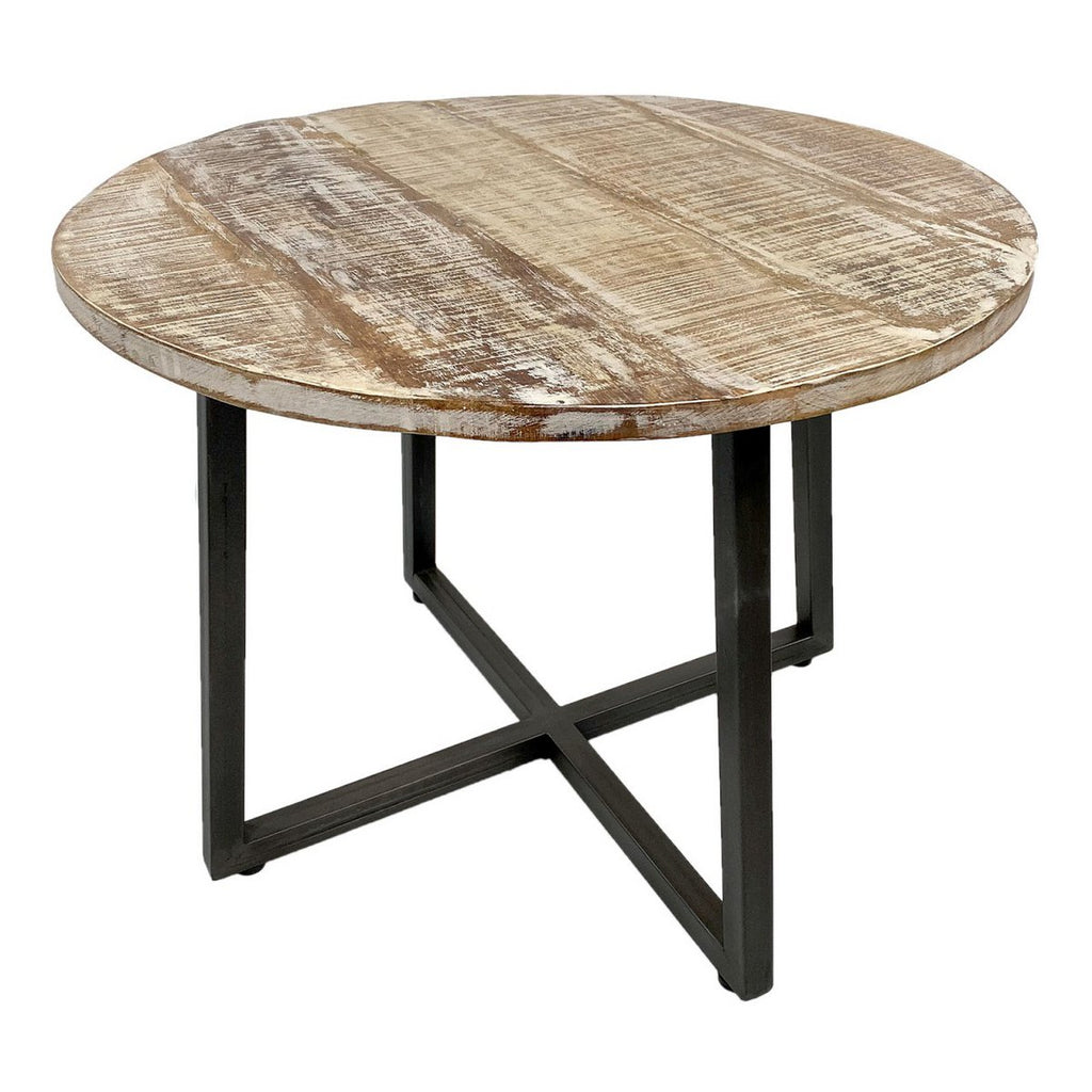 Couchtisch rund 60 cm Wohnzimmer Tisch Beistelltisch Cannes Metall-Gestell schwarz weiß altsilber
