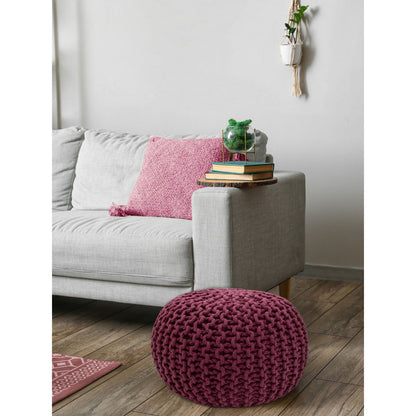 Pouf Ø 55 cm Strickhocker Sitzpouf Sitzpuff Bodenkissen Grobstrick-Optik extrahoch Höhe 37 cm