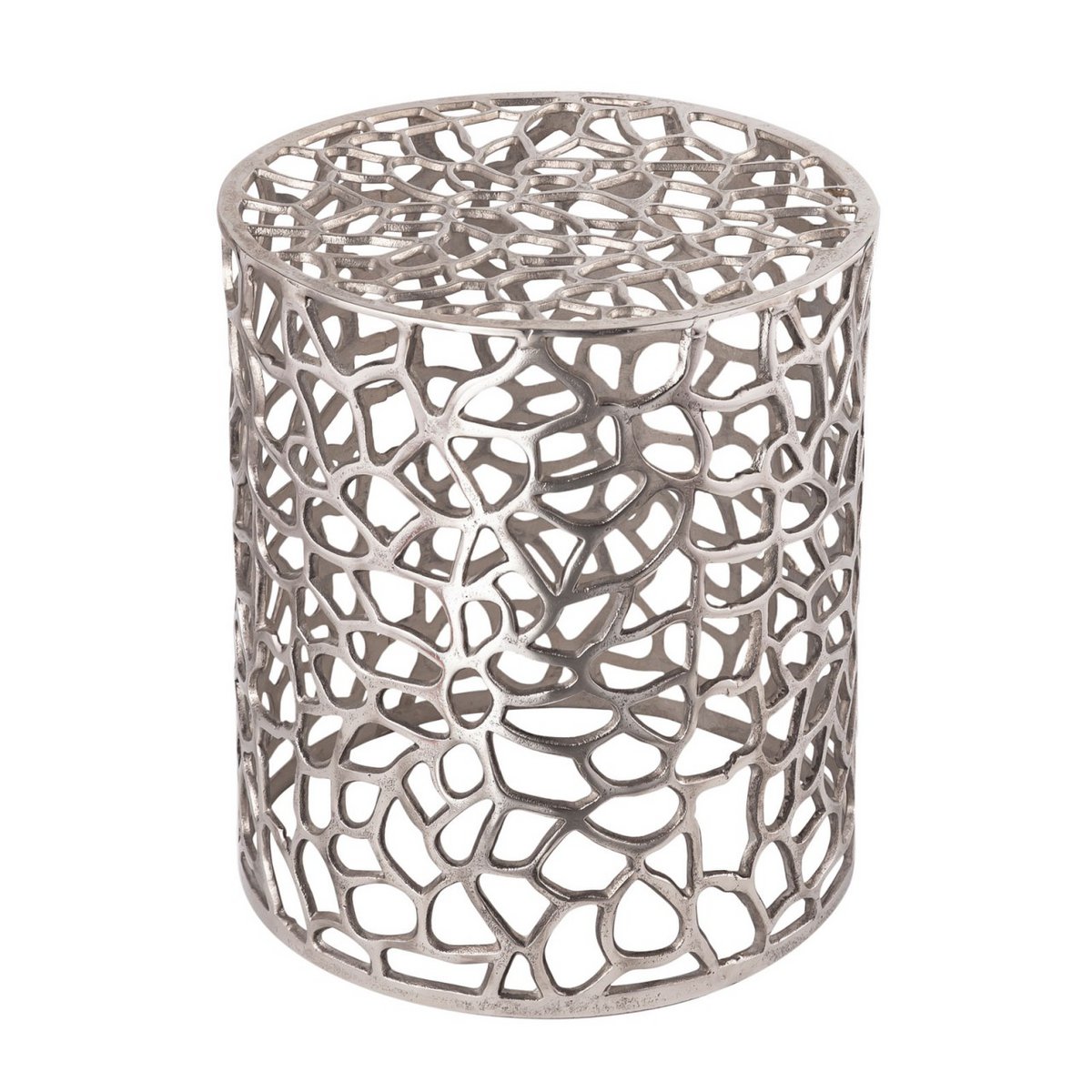 Beistelltisch Metall Dekotisch ø 40 x 45 cm rund Agadir silber o. gold Aluminium Korallen-Design