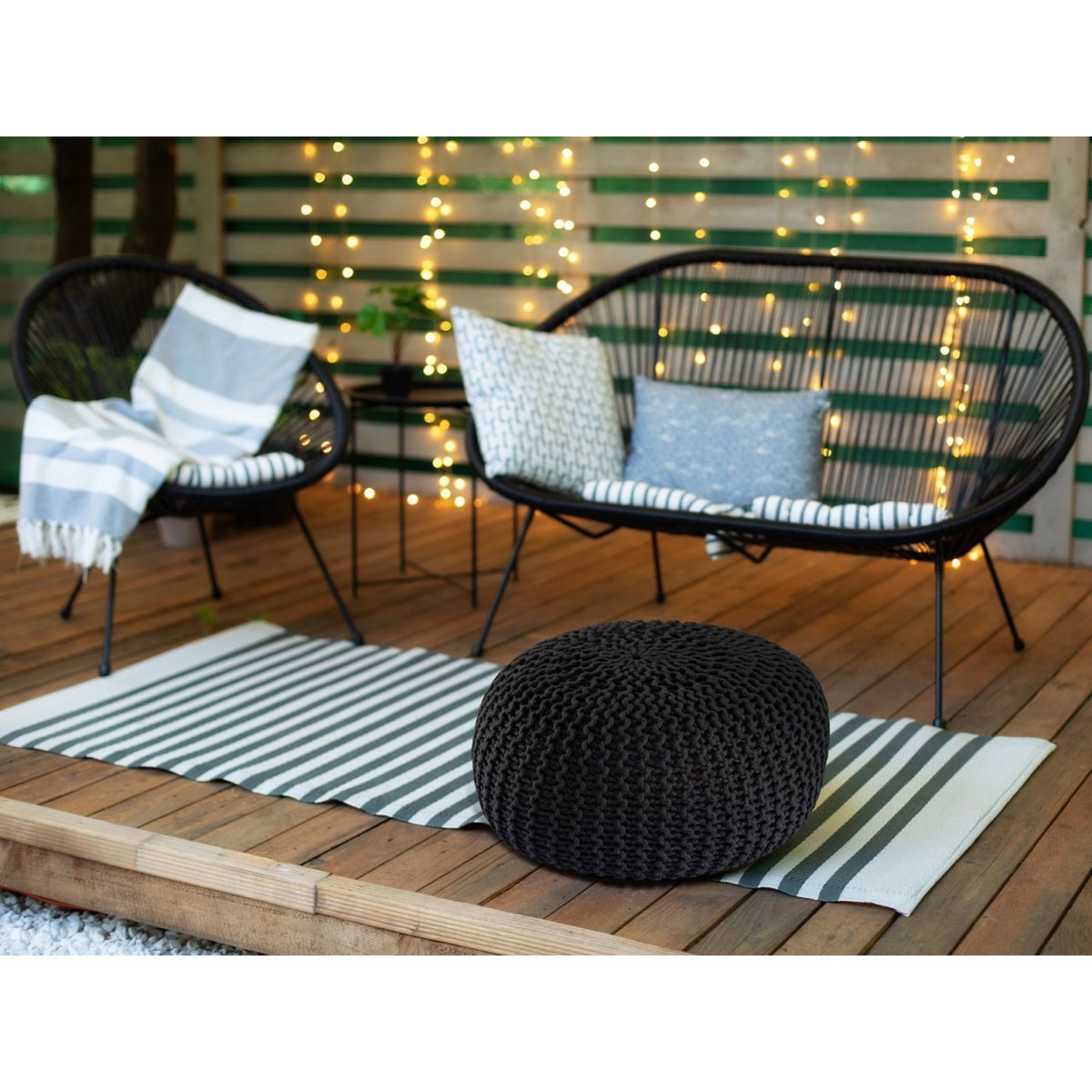 PREMIUM Pouf Sitzpouf Strickhocker Strickpuff Ø 55 cm Innen & Außen waschbar brillante Farben!