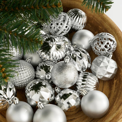 Weihnachtskugel-Set – 60 Stück – Ø7 cm – unzerbrechlich – Silber