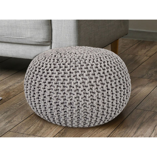 Pouf Ø 55 cm Strickhocker Sitzpouf Sitzpuff Bodenkissen Grobstrick-Optik extrahoch Höhe 37 cm