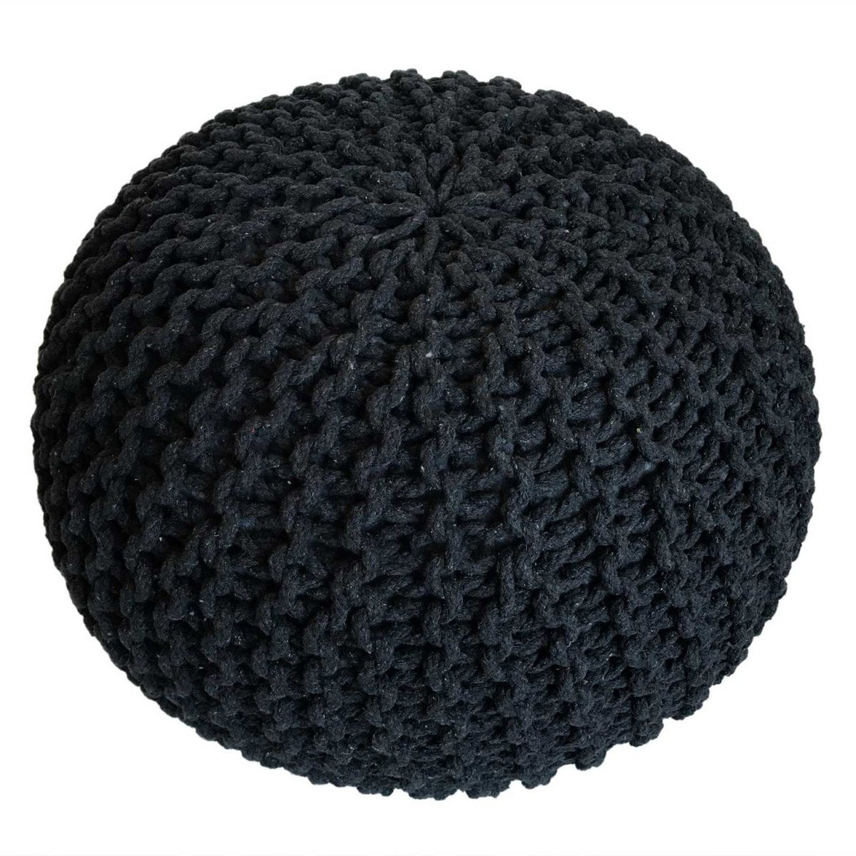 Pouf Ø 55 cm Strickhocker Sitzpouf Sitzpuff Bodenkissen Grobstrick-Optik extrahoch Höhe 37 cm