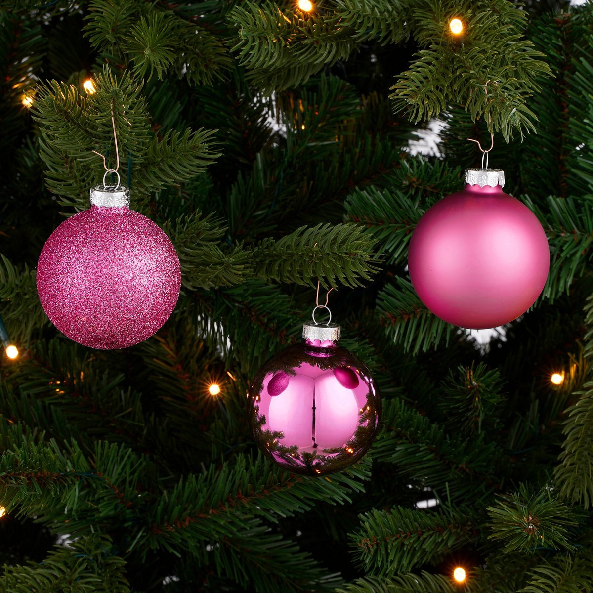 Weihnachtskugel-Set – 42 Stück – Ø7 cm – Glas – Fuchsia