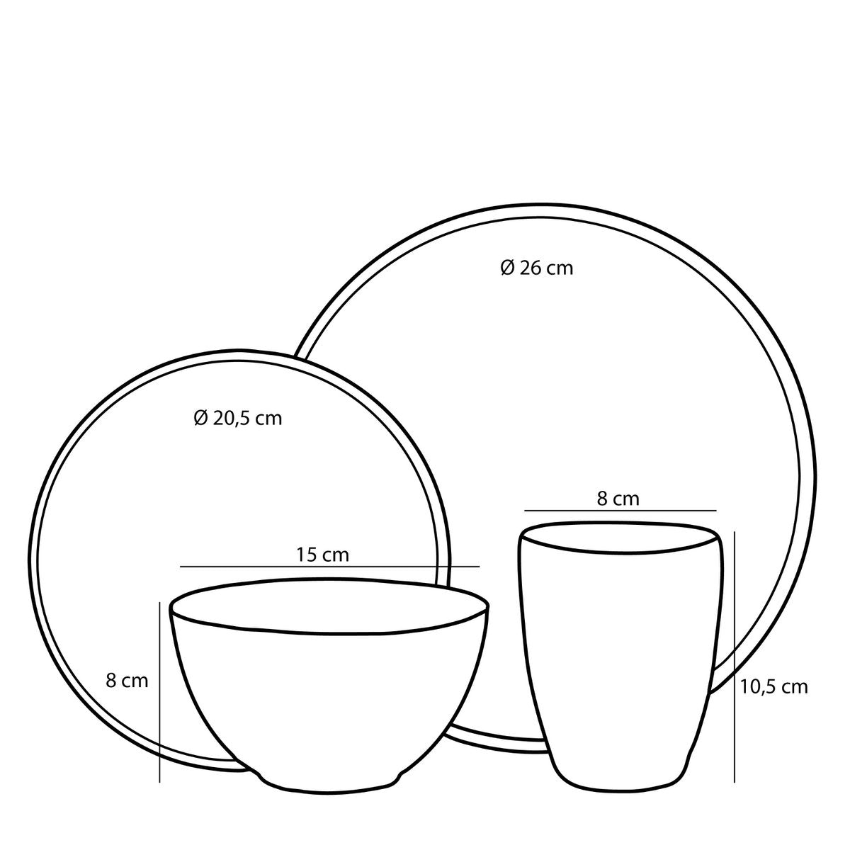 Tabo Geschirrset 4 Personen - Grau