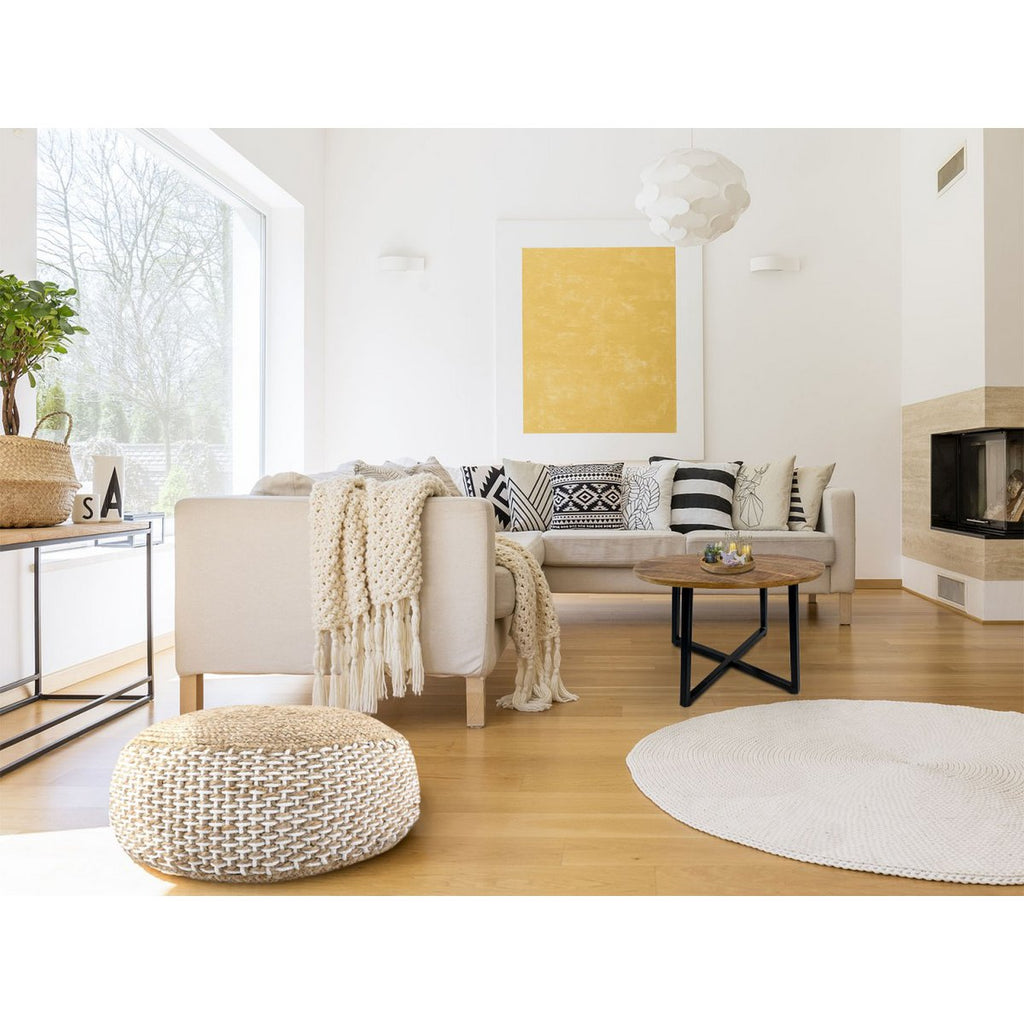 Couchtisch rund 60 cm Wohnzimmer Tisch Beistelltisch Cannes Metall-Gestell schwarz weiß altsilber