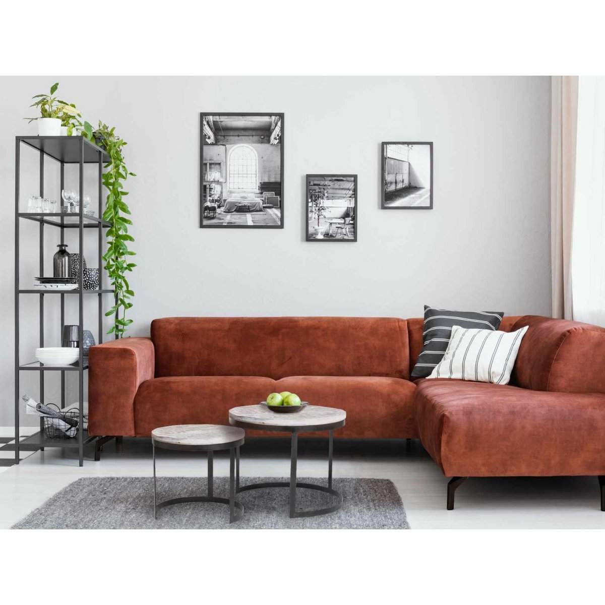 Couchtisch 2er Set Beistelltisch Wohnzimmer-Tisch rund Austin Metall-Gestell altsilber o. schwarz