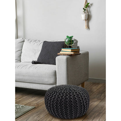 Pouf Ø 55 cm Strickhocker Sitzpouf Sitzpuff Bodenkissen Grobstrick-Optik extrahoch Höhe 37 cm