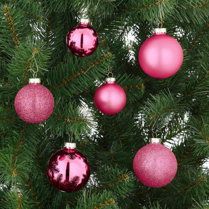 Weihnachtskugel-Set – 26 Stück – Ø7 cm – Glas – Fuchsia