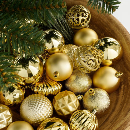 Weihnachtskugel-Set – 60 Stück – Ø7 cm – unzerbrechlich – Gold