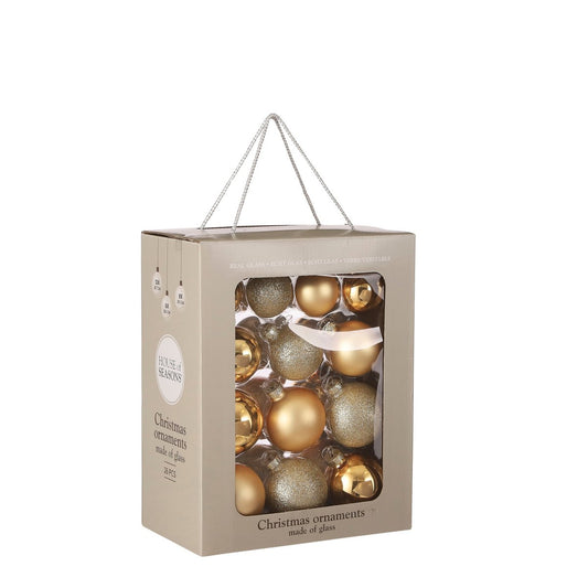 Weihnachtskugel-Set – 26 Stück – Ø7 cm – Glas – Gold