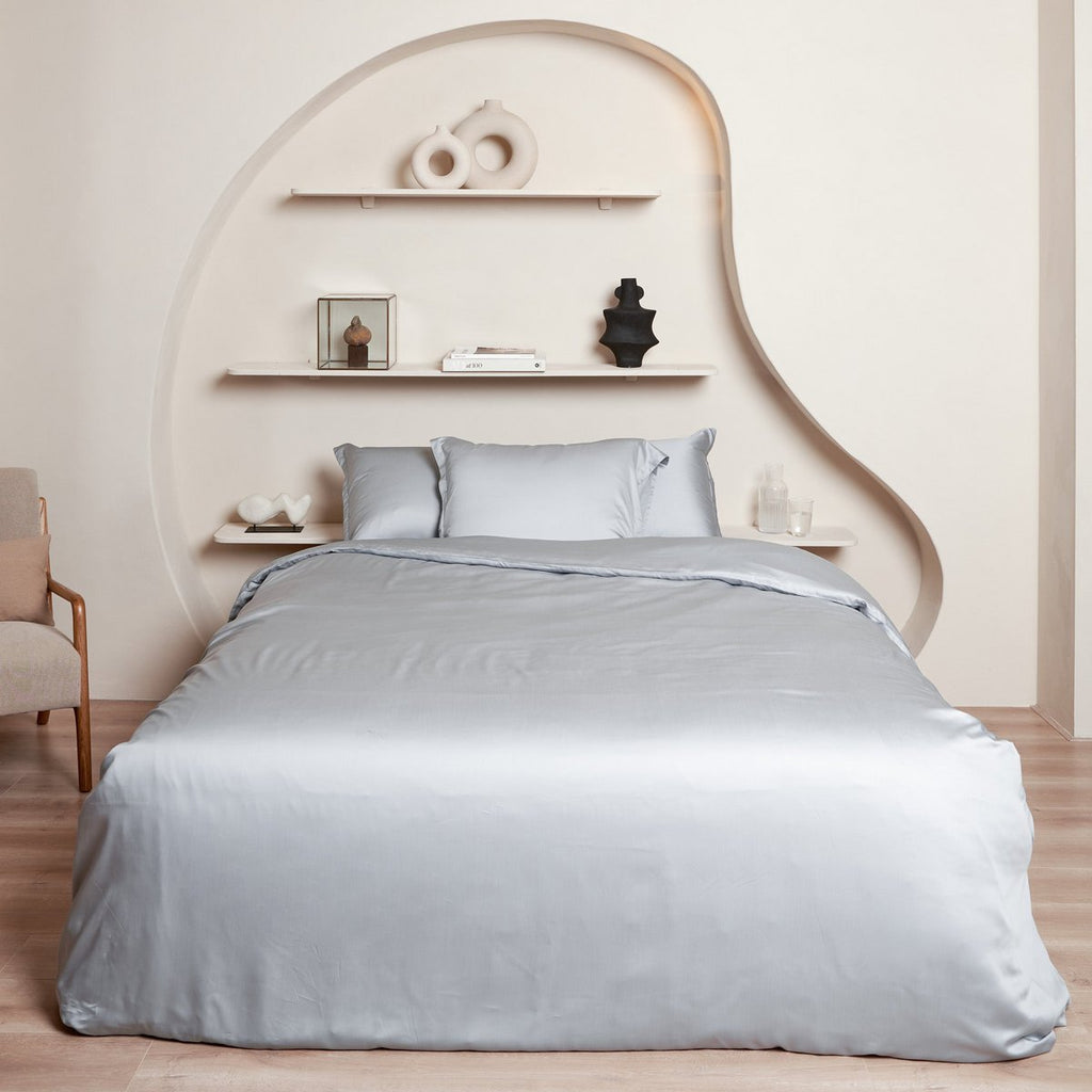 TENCEL™ – Satin-Bettbezug in Graublau