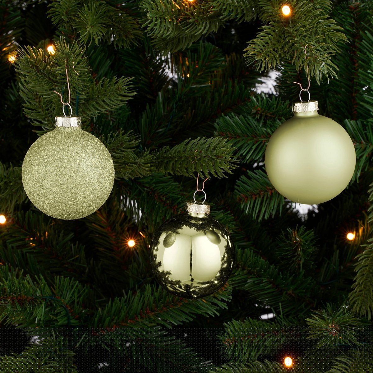 Weihnachtskugel-Set – 26 Stück – Ø7 cm – Glas – Hellgrün