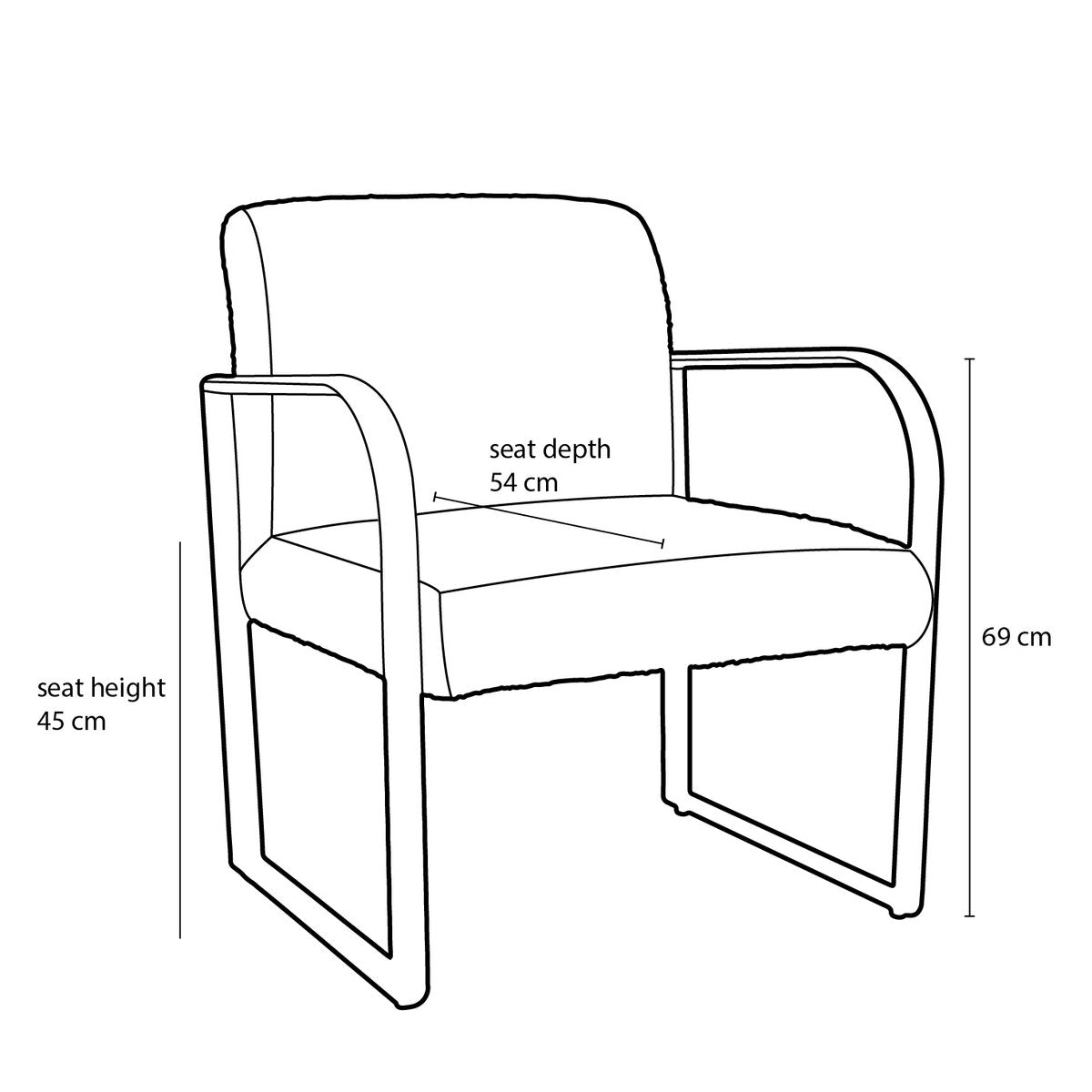 Symon Sessel – L72 x B69 x H81 cm – Terra