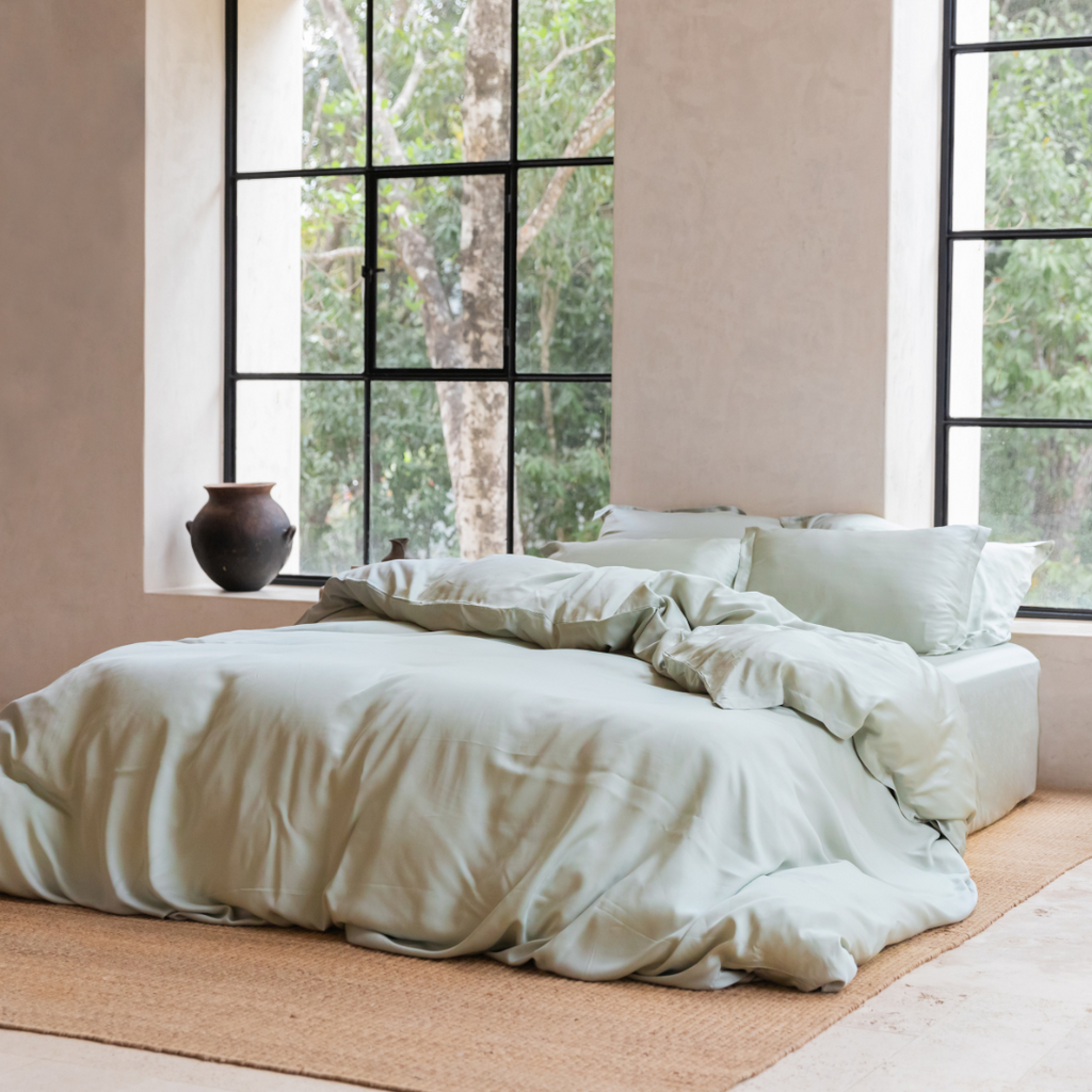 TENCEL™ – Satin-Bettbezug, Graugrün